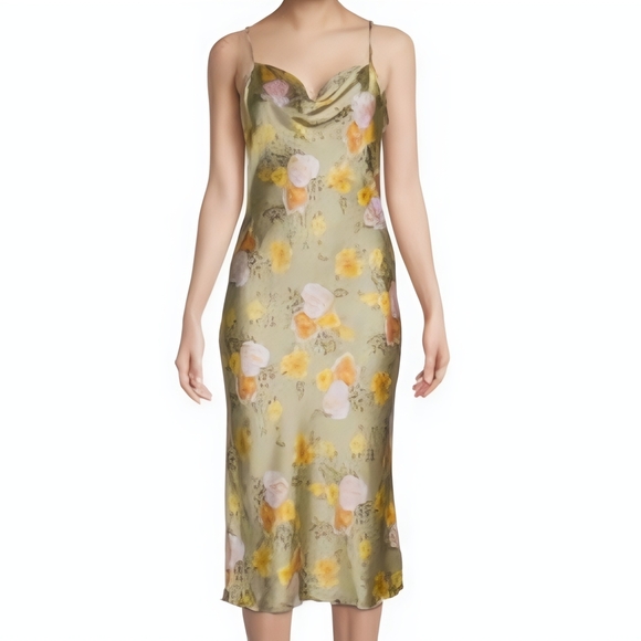 bebe Dresses & Skirts - Bebe Floral Midi Dress - Olive and Yellow, SIZE SMALL